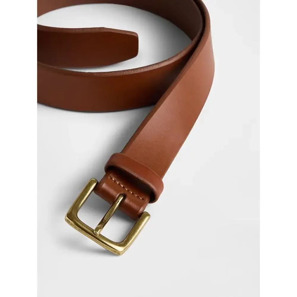 Gap Men's Brown Smooth Leather Metal Buckle Belt Size 36